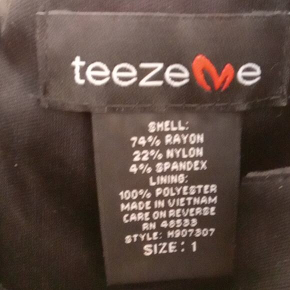 teezeme Juniors Size 1 Black Sleeveless Cross Waist Sheath Dress With Pockets - Picture 2 of 10